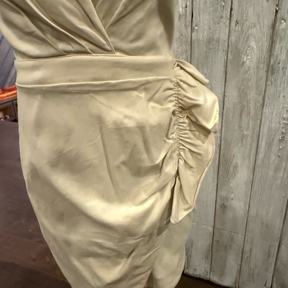Chic Cream Sleeveless Wrap Dress - Picture 7 of 10